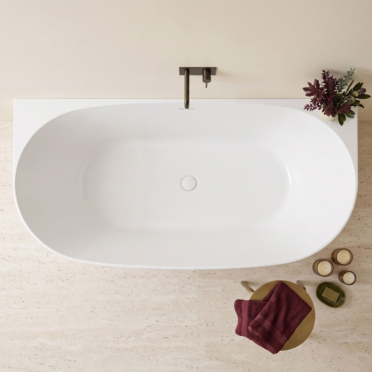 Acryl Wandmontage Badewanne Rea Eris 170cm Weiße Stöpselabdeckung 8