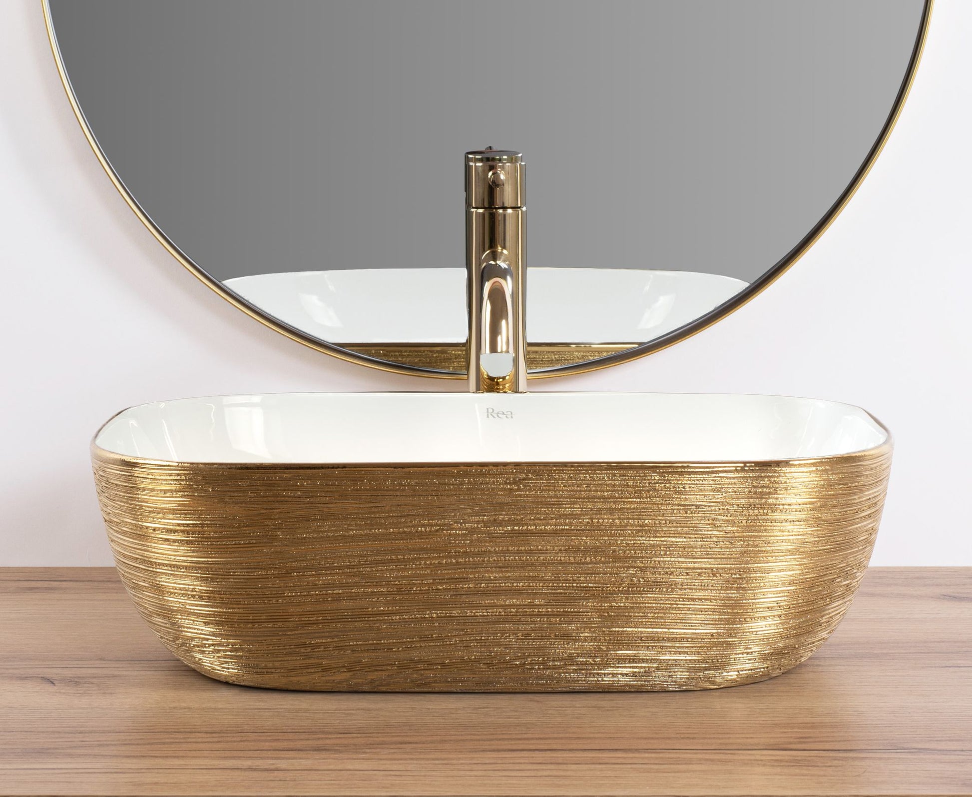 Aufsatzwaschbecken Rea Belinda White GOLD BRUSH 2