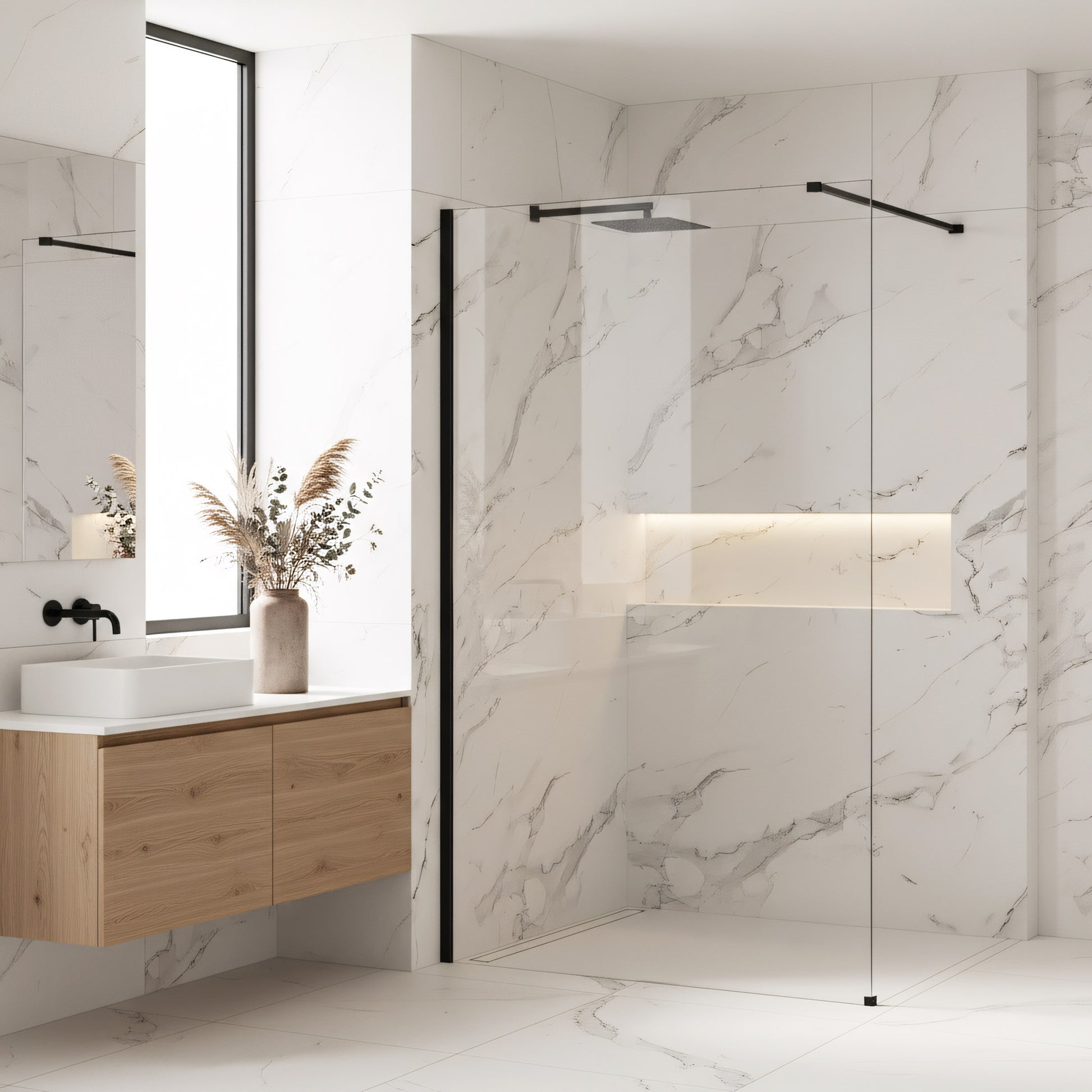 Duschwand Rea Flexi Transparent / Black 140  2