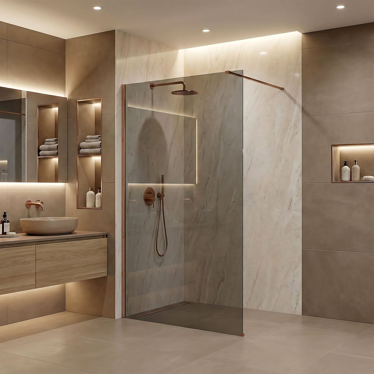 Duschwand Rea Flexi Grey / Brush Copper 80  9