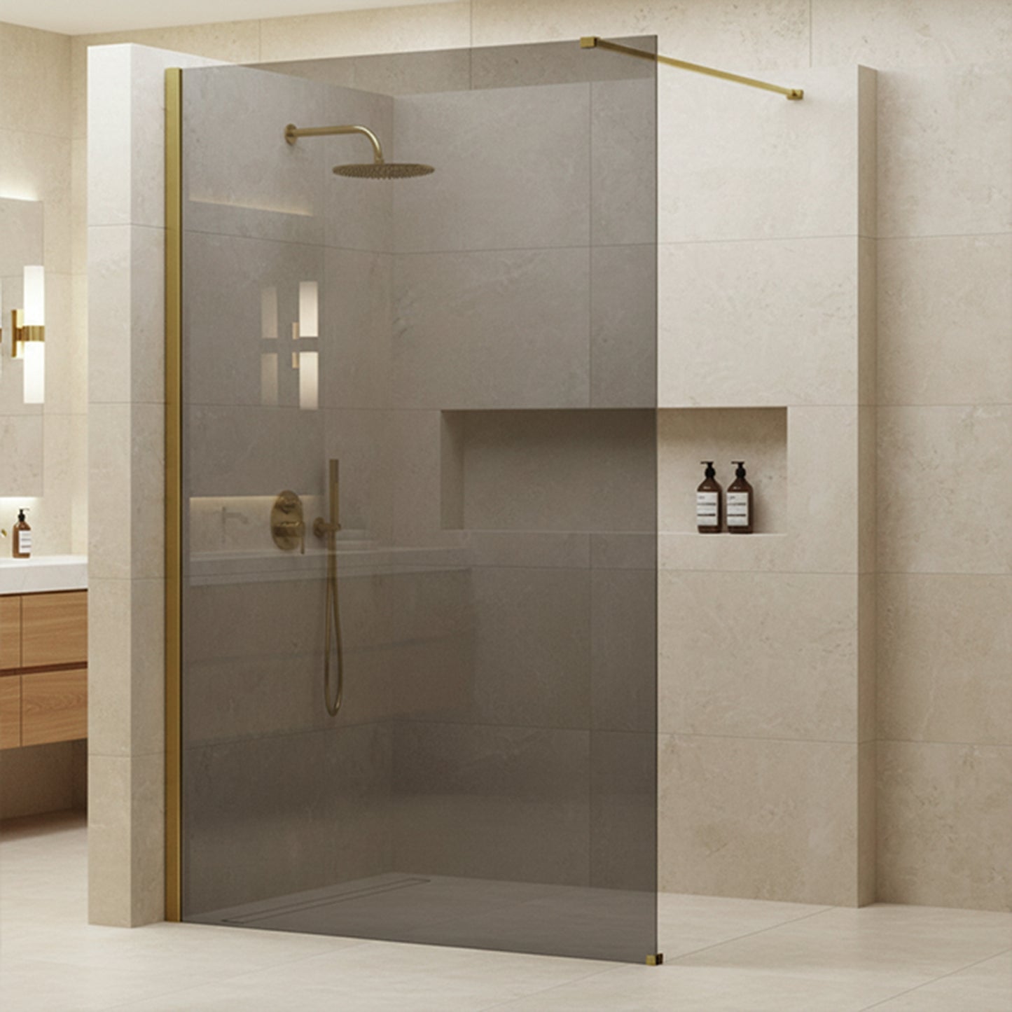 Duschwand Rea Flexi Grey / Gold 140  5