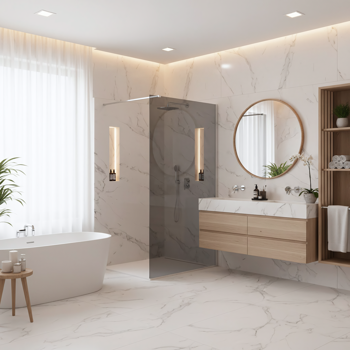 Duschwand Rea Flexi Grey / Chrome 120  3