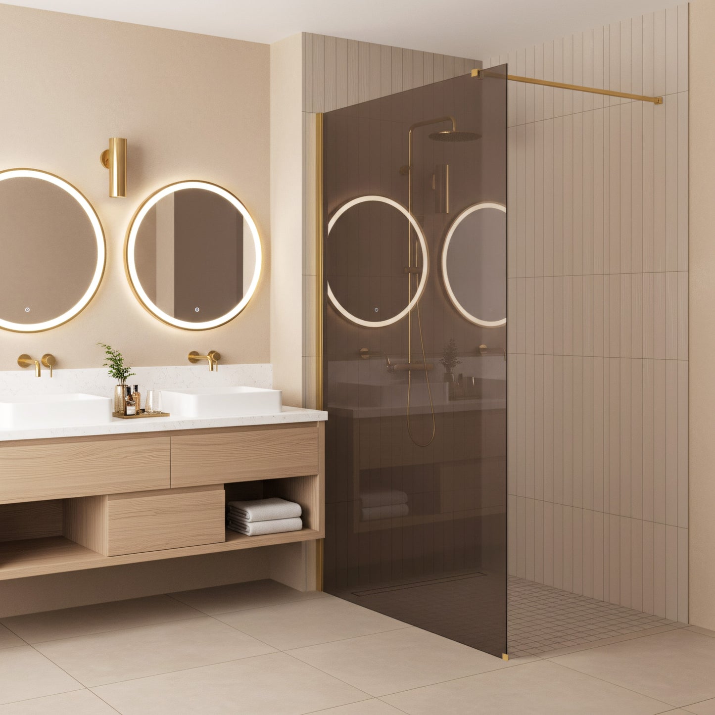 Duschwand Rea Flexi Brown / Gold 130  5