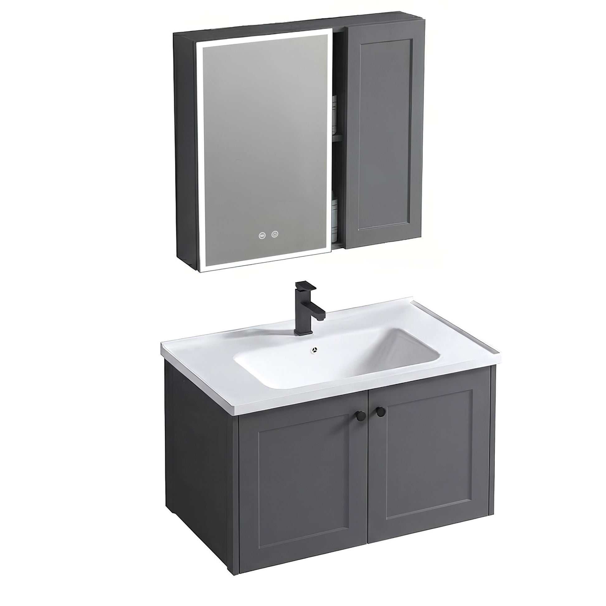 Badezimmermöbel-Set mit Waschbecken Monti 60cm Grey  2