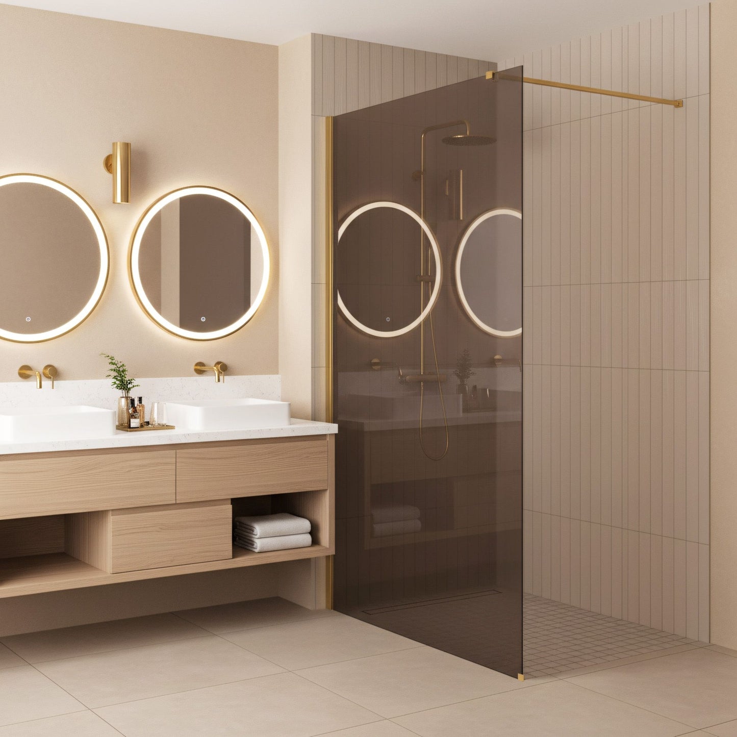 Duschwand Rea Flexi Brown / Gold 140  5