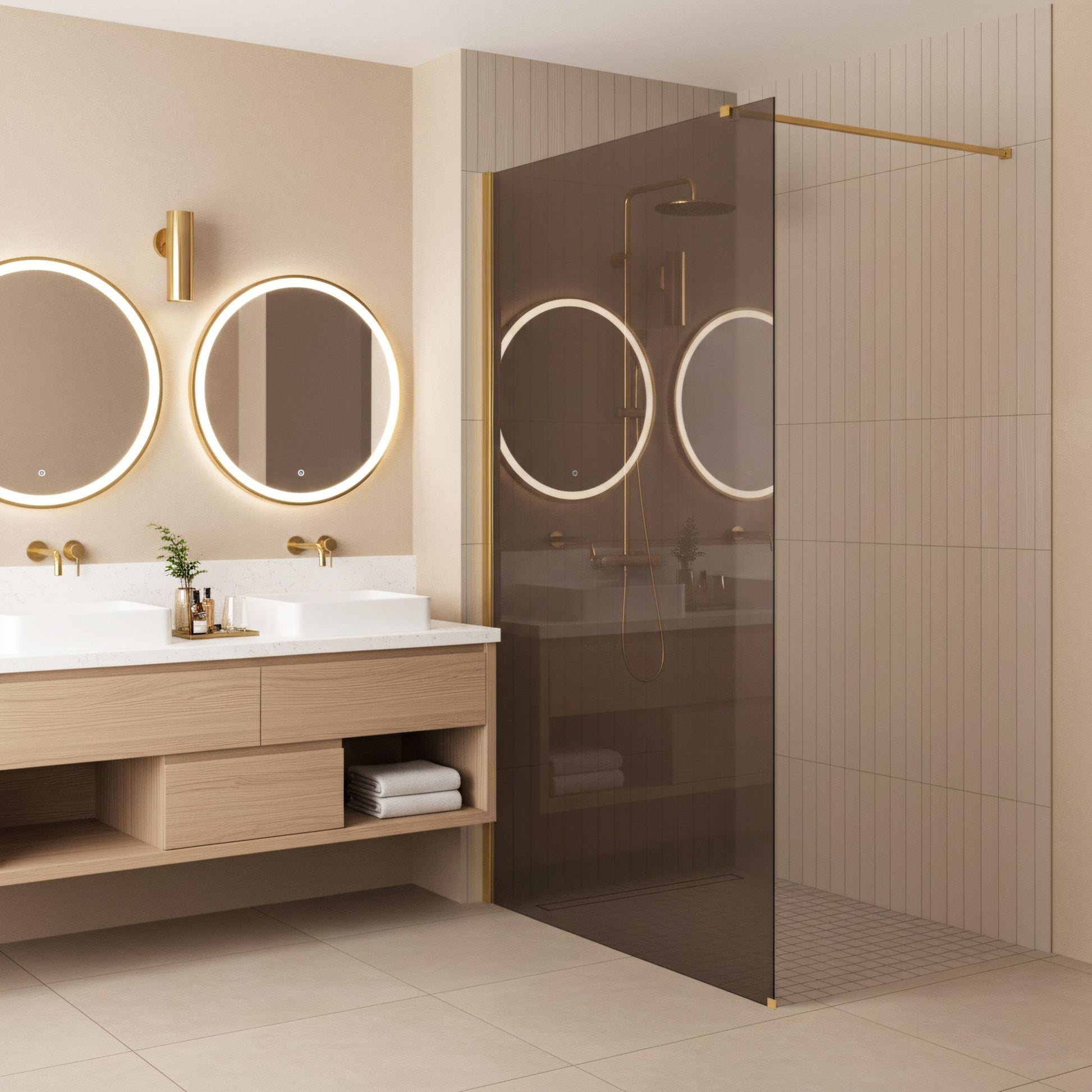 Duschwand Rea Flexi Brown / Gold 140  5