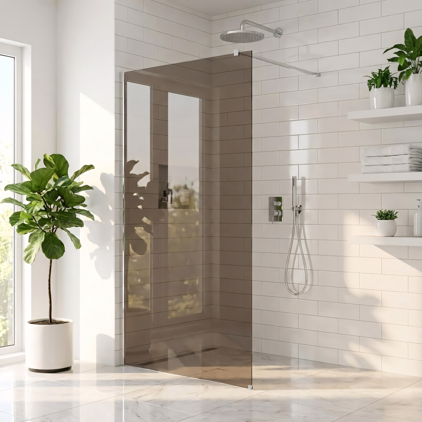 Duschwand Rea Flexi Brown / Chrome 80  2