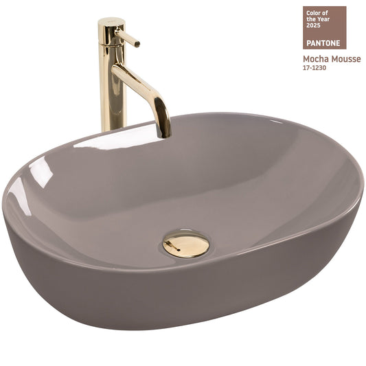 Aufsatzwaschbecken Rea Lisa Beige Shiny  1