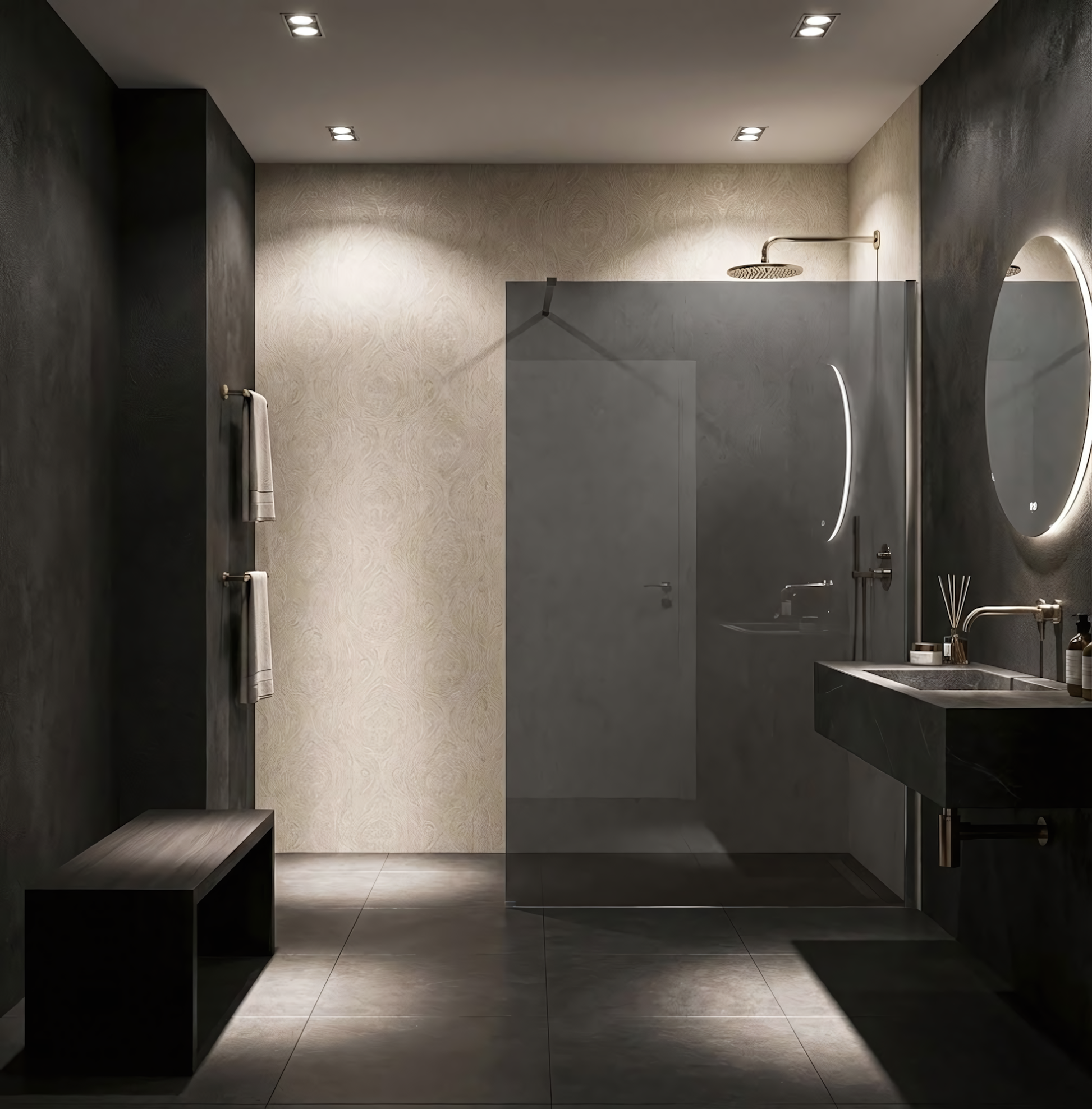 Duschwand Rea Flexi Grey / Chrome 140  10