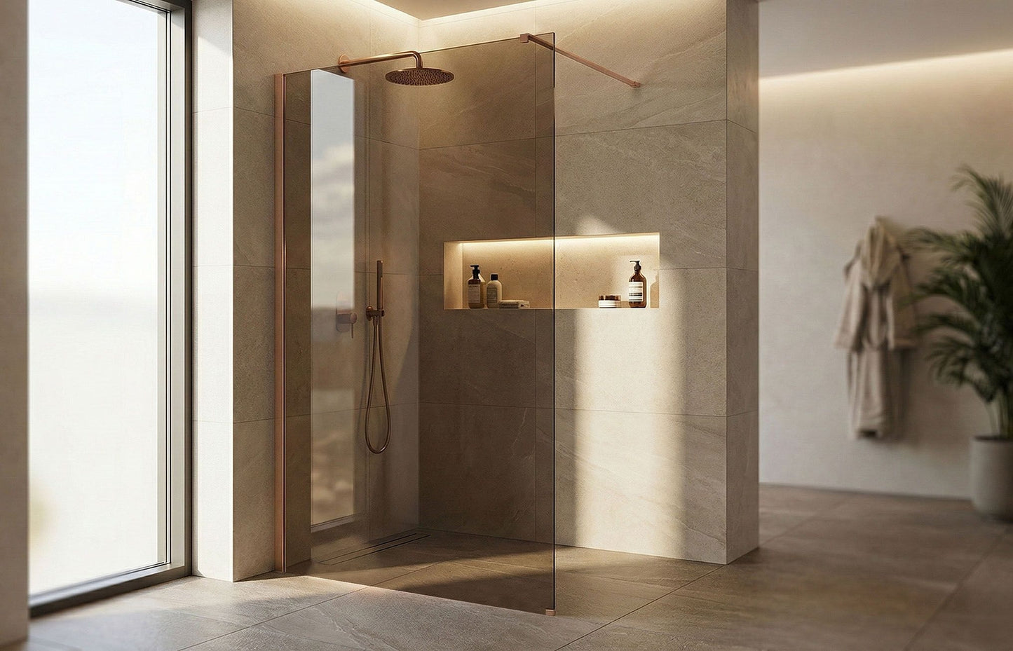 Duschwand Rea Flexi Brown / Brush Copper 110  8