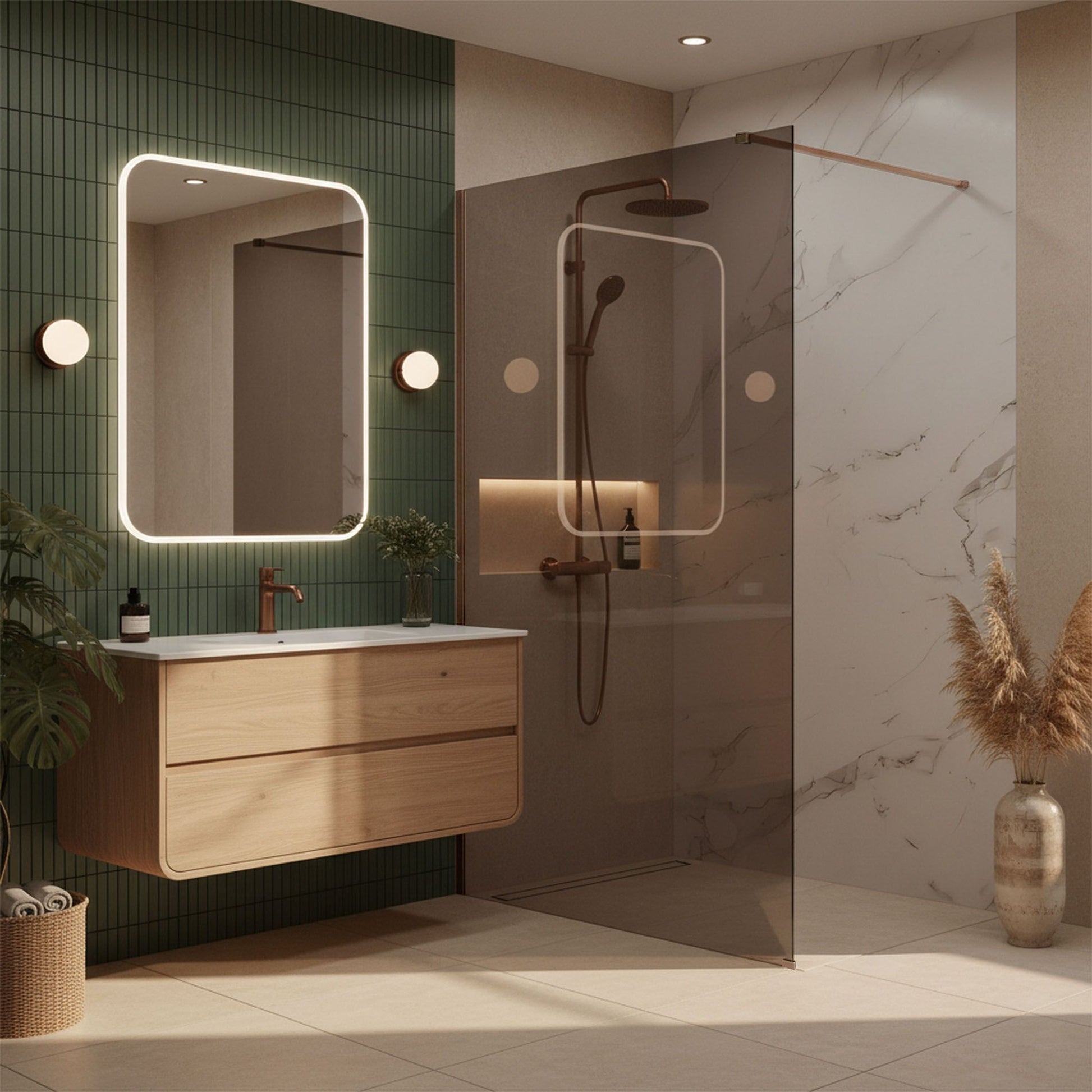 Duschwand Rea Flexi Brown / Brush Copper 110  5