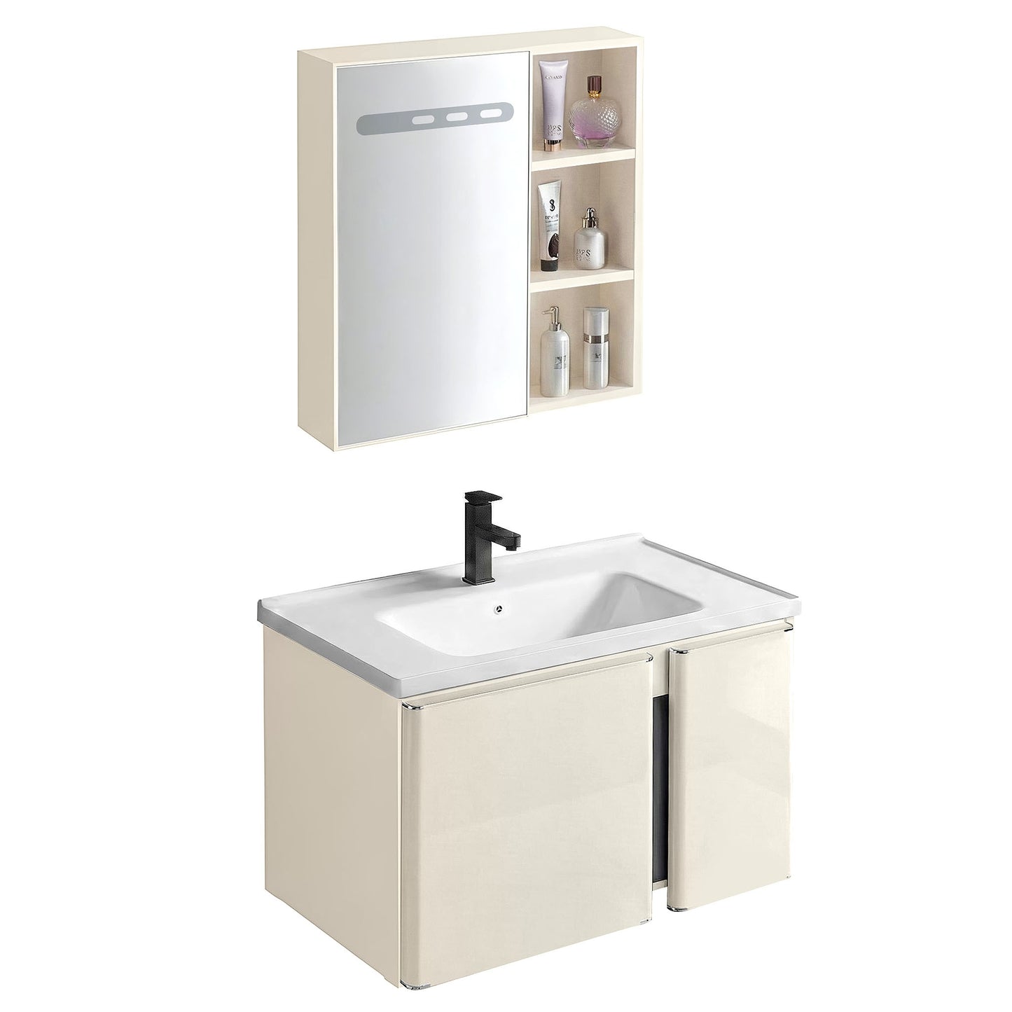 Badezimmermöbel-Set mit Waschbecken Tula 60cm Beige  5