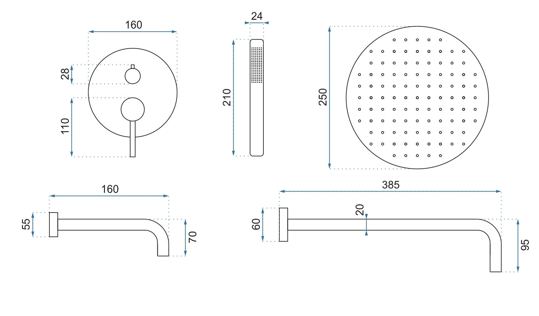 Unterputz Wannen-/Duschset Lungo Chrome + IBOX  6