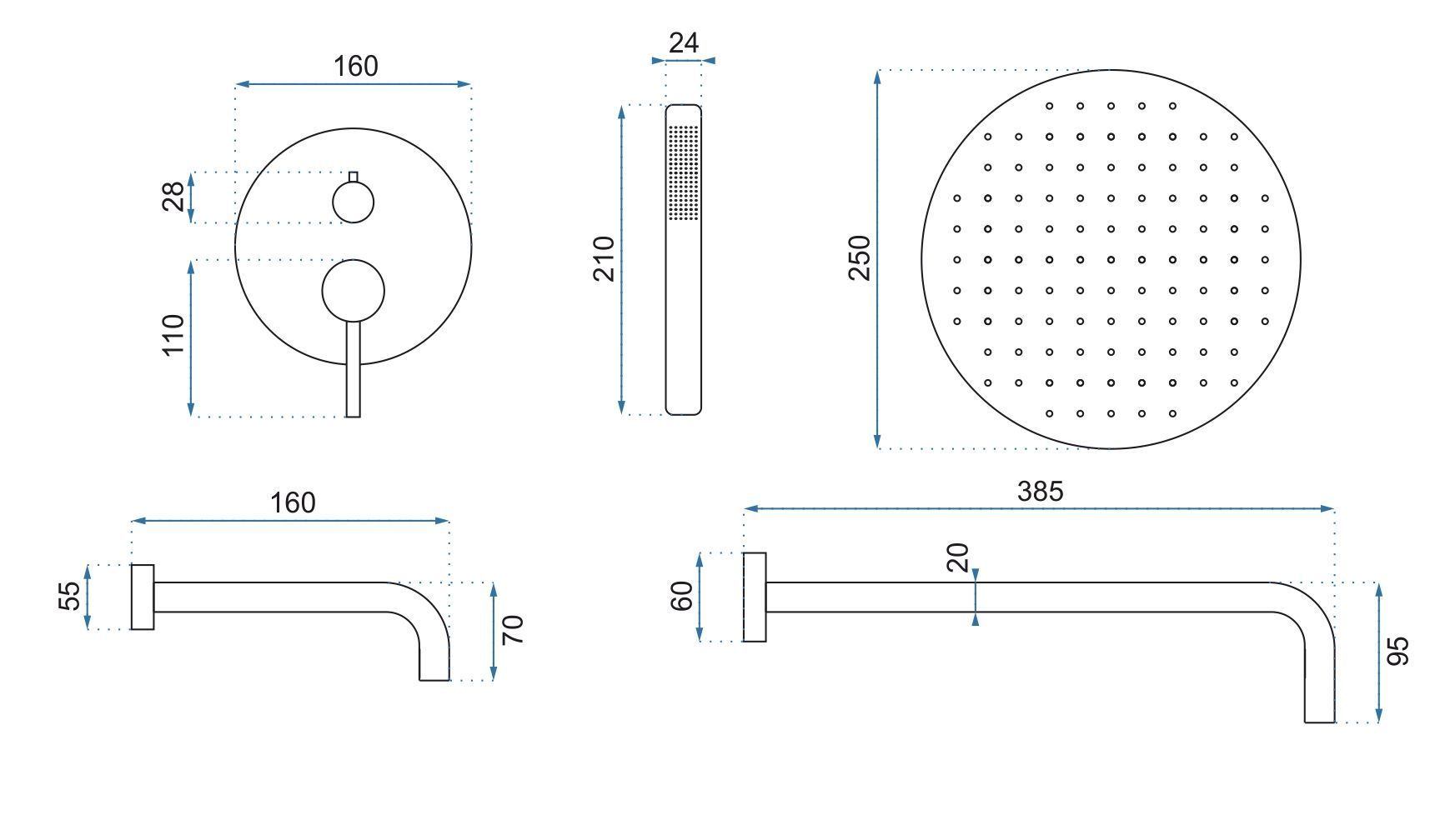 Unterputz Wannen-/Duschset Lungo Copper  + BOX  11