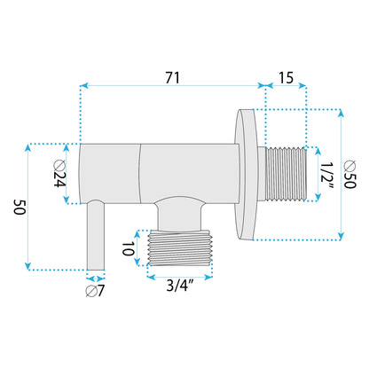 Eckventil 1/2" x 3/4" Chrome  7