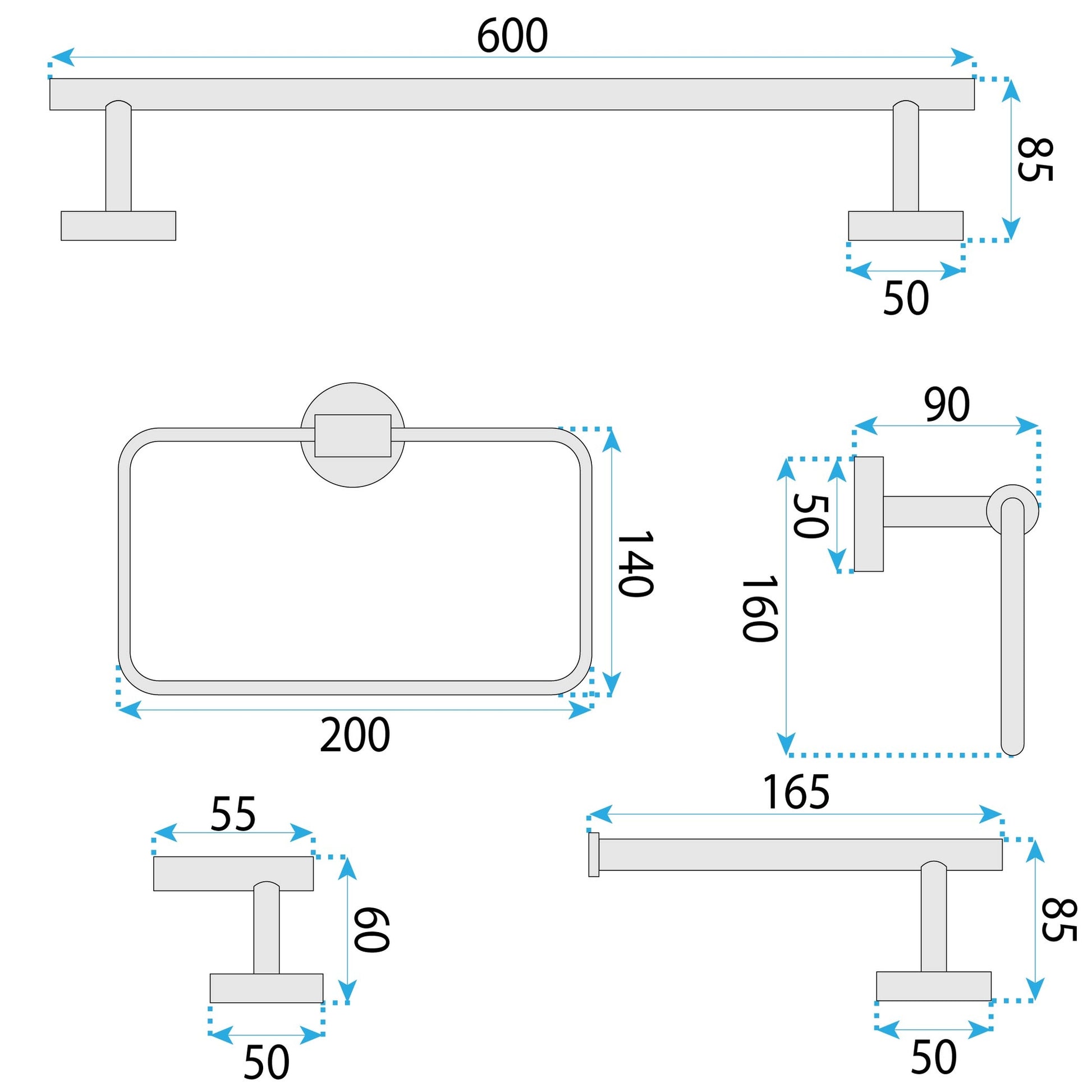 Badezimmer-accessoire-set Grid Gold 4-teilig  9