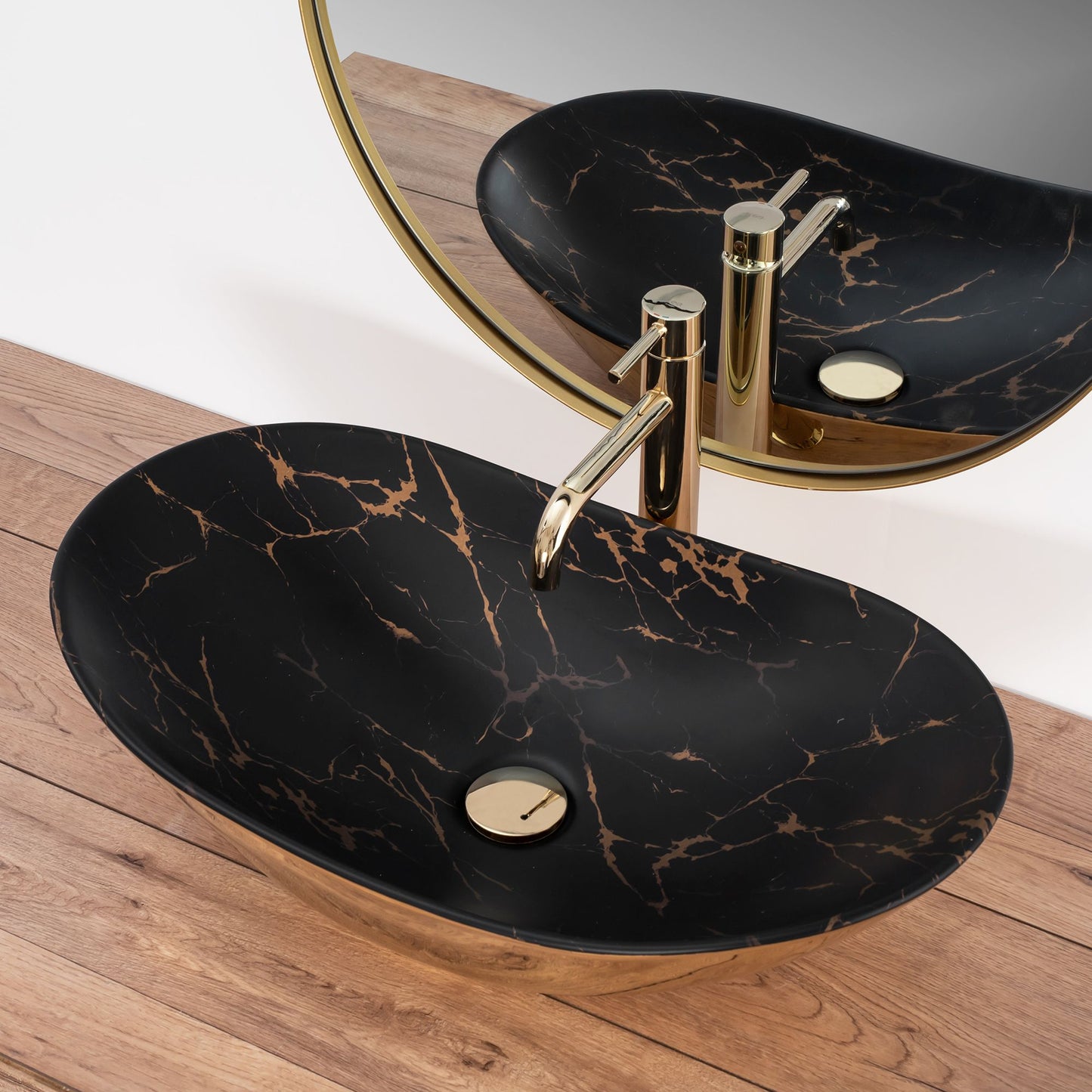 Aufsatzwaschbecken REA Royal In Black Marble Gold 4