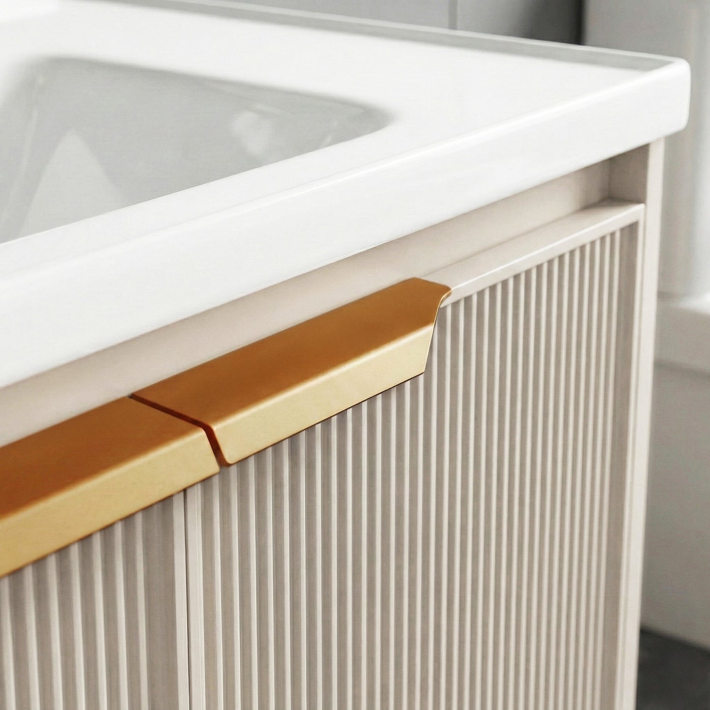 Badezimmermöbel-Set mit Waschbecken Mario 60cm Beige  5