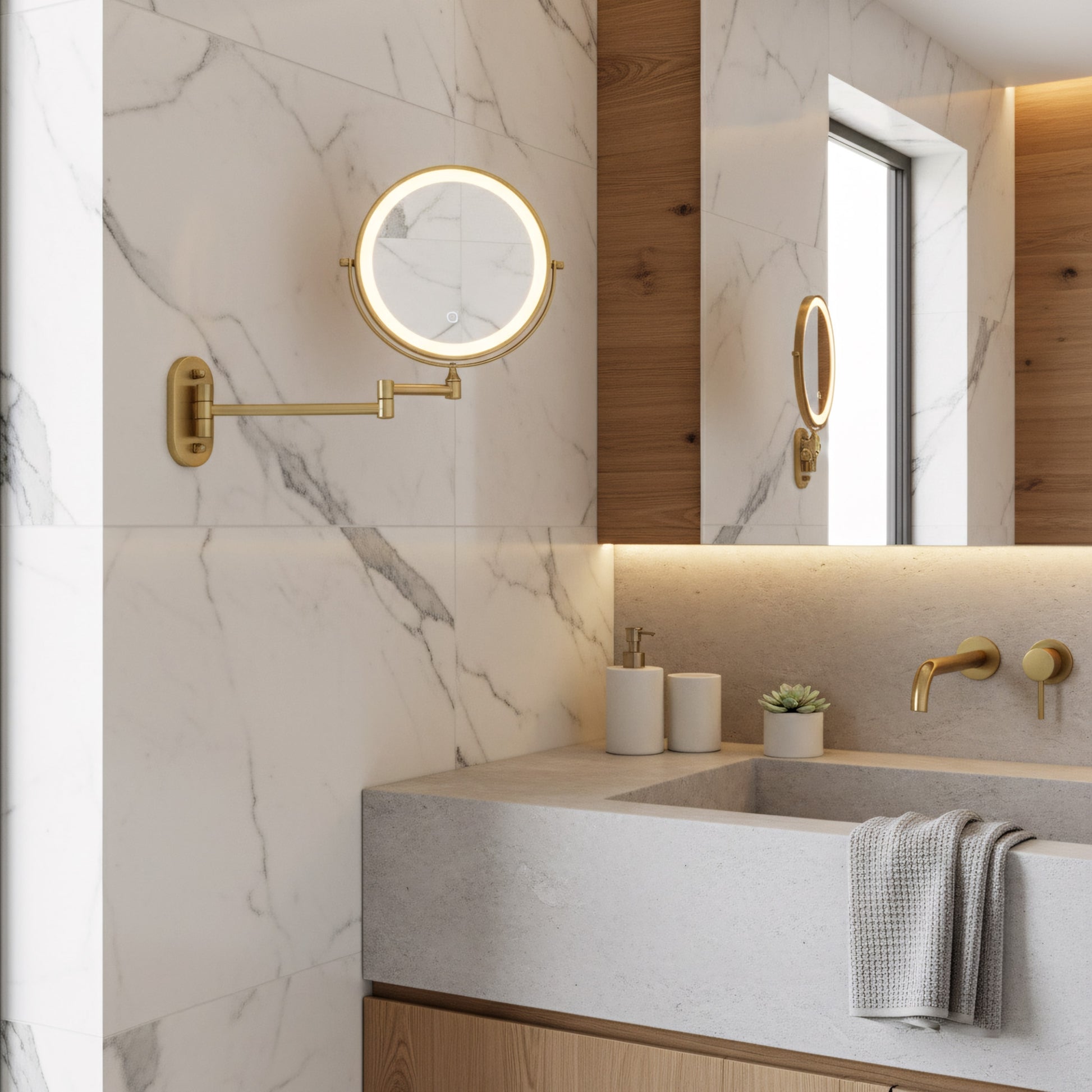 Spiegel LED Glow Brush Gold  8