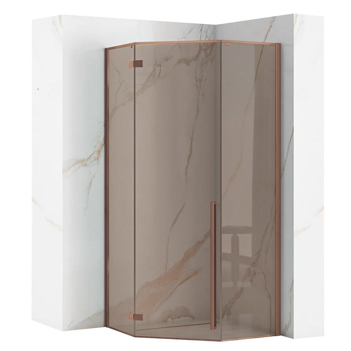 Duschkabine DIAMOND COPPER BRUSH 90x90 mit Duschwanne Diamond 1