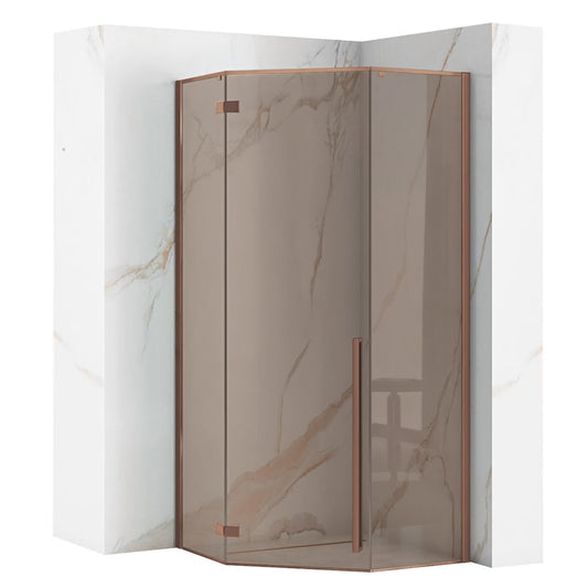 Duschkabine DIAMOND COPPER BRUSH 90x90 mit Duschwanne Diamond 1