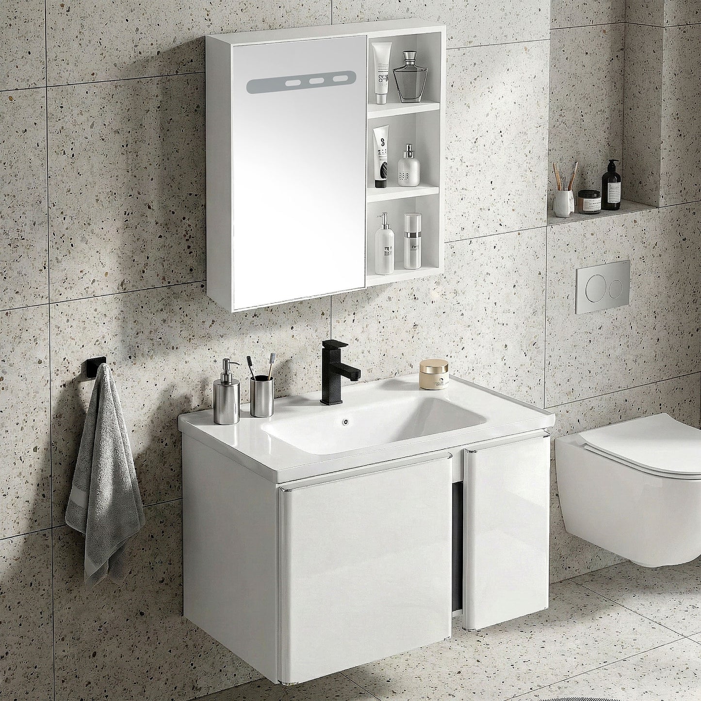 Badezimmermöbel-Set mit Waschbecken Tula 60cm White  3
