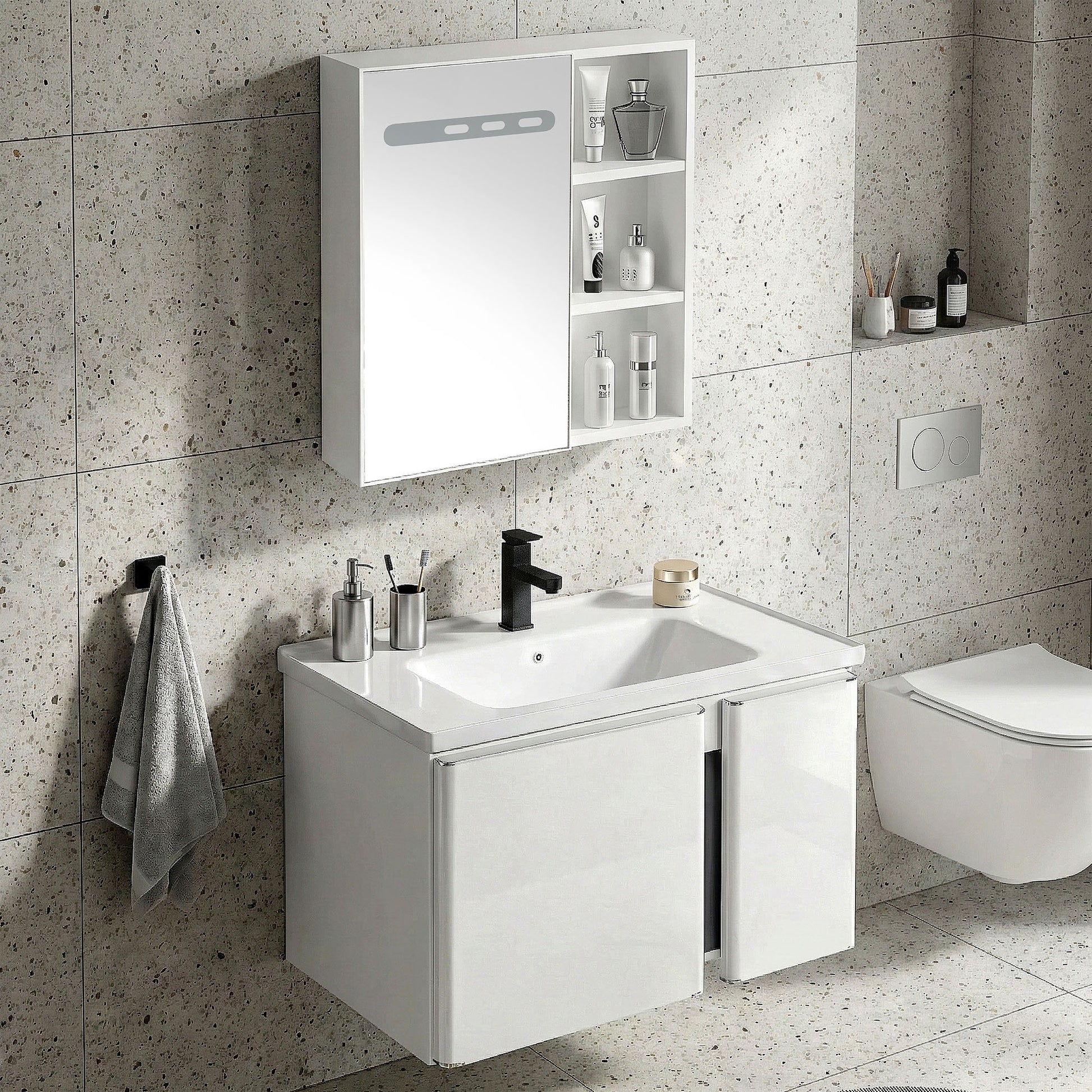Badezimmermöbel-Set mit Waschbecken Tula 60cm White  3