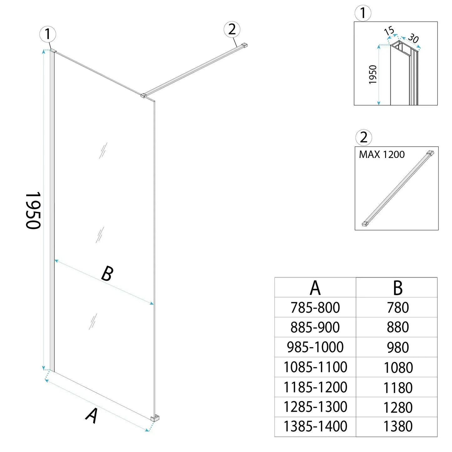 Duschwand Rea Flexi Brown / Gold 120  9