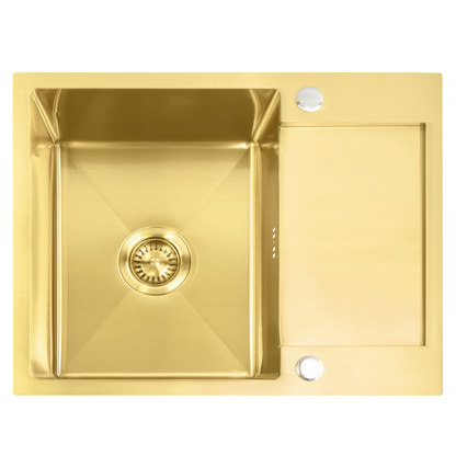 Edelstahlspüle Paul BRUSH GOLD mit Küchenarmatur 2