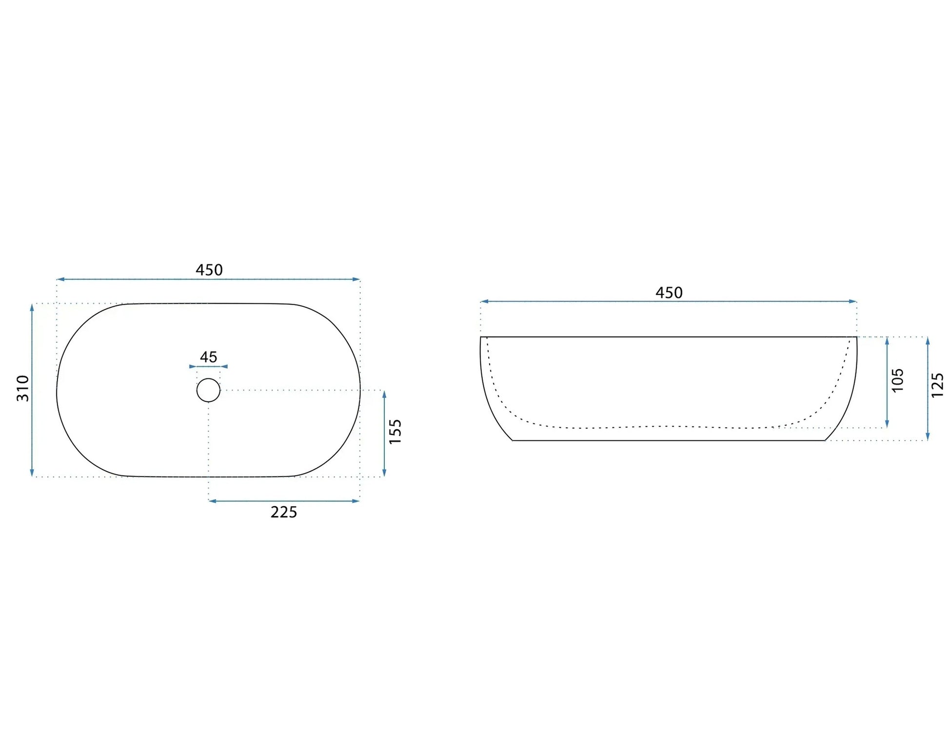 Aufsatzwaschbecken Rea Amelia 45  5