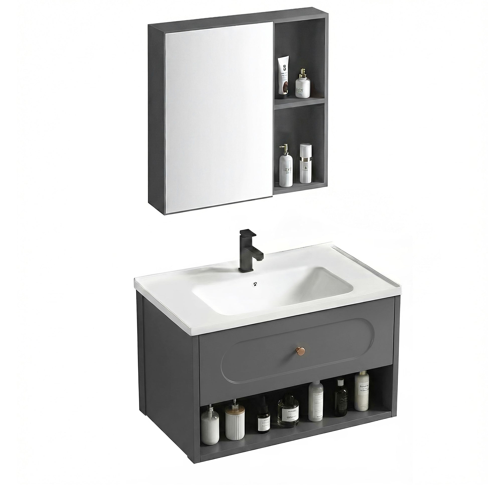Badezimmermöbel-Set mit Waschbecken River 60cm Grey  2