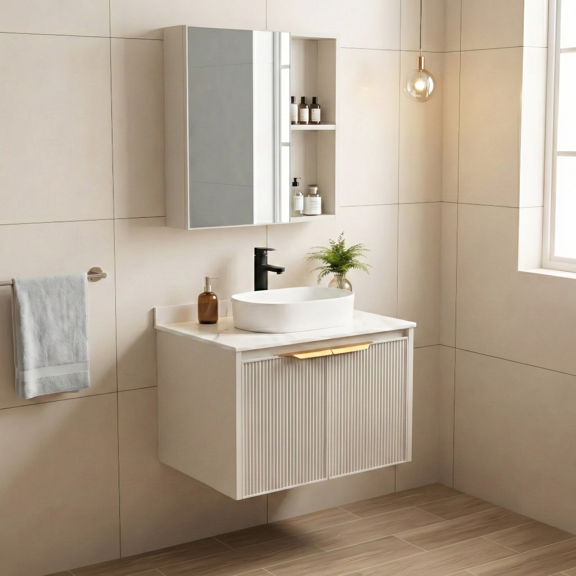 Комплект мебели для ванной с столешницей Marti 60cm Beige  3