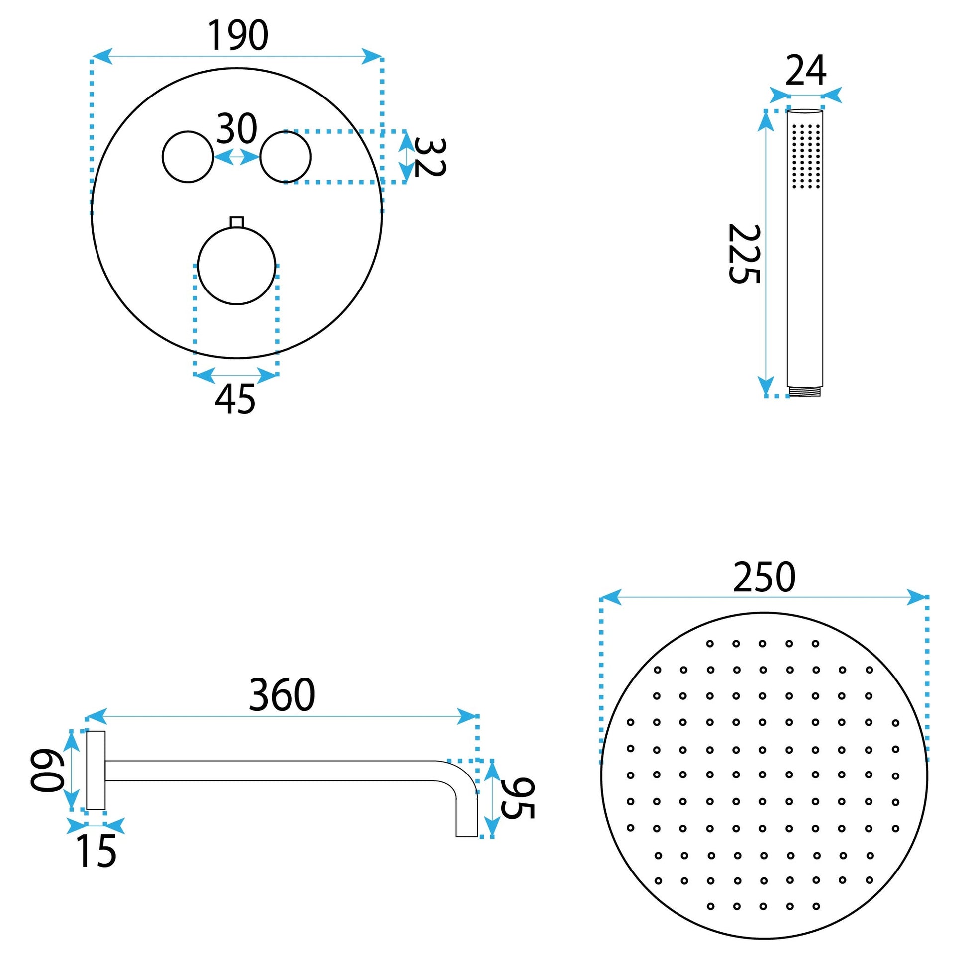 Unterputz Duschset Rea Lungo Diamond Chrom + Box  6
