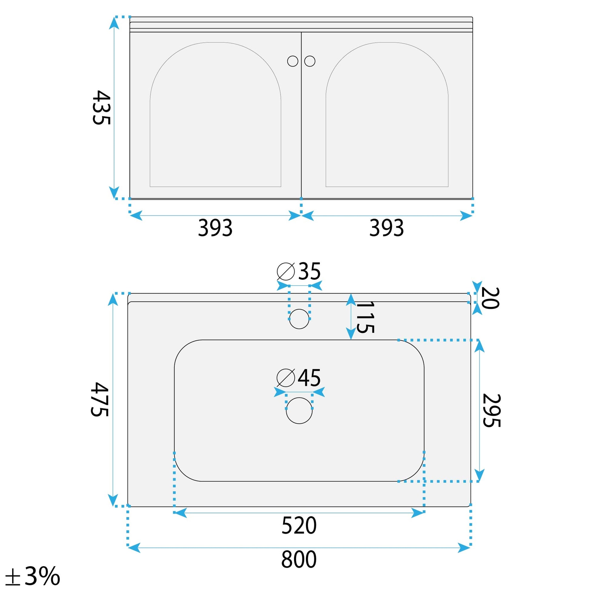 Badezimmermöbel-Set mit Waschbecken Denver 80cm Grey  7