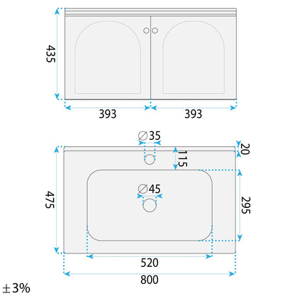 Badezimmermöbel-Set mit Waschbecken Denver 80cm Grey  7