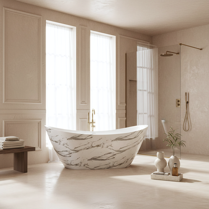 Freistehende Acrylbadewanne Ferrano Slim Nature 170  5