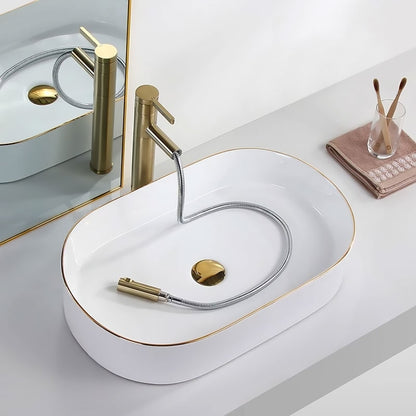 Aufsatzwaschbecken Rea Nadia white Gold edge  7
