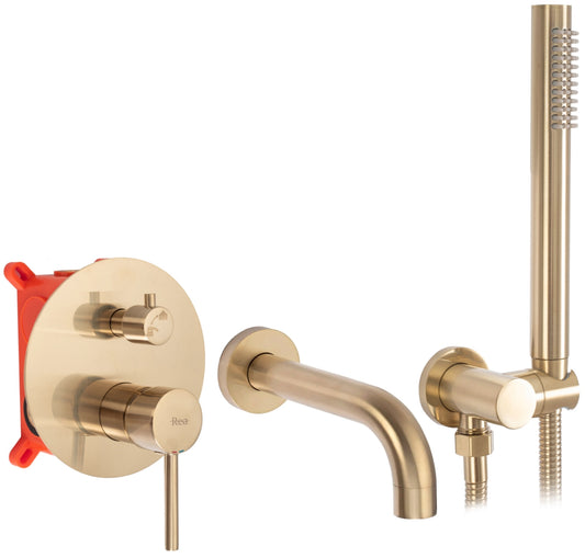 Wannenarmatur  Rea Lungo Gold Brush + Box  1