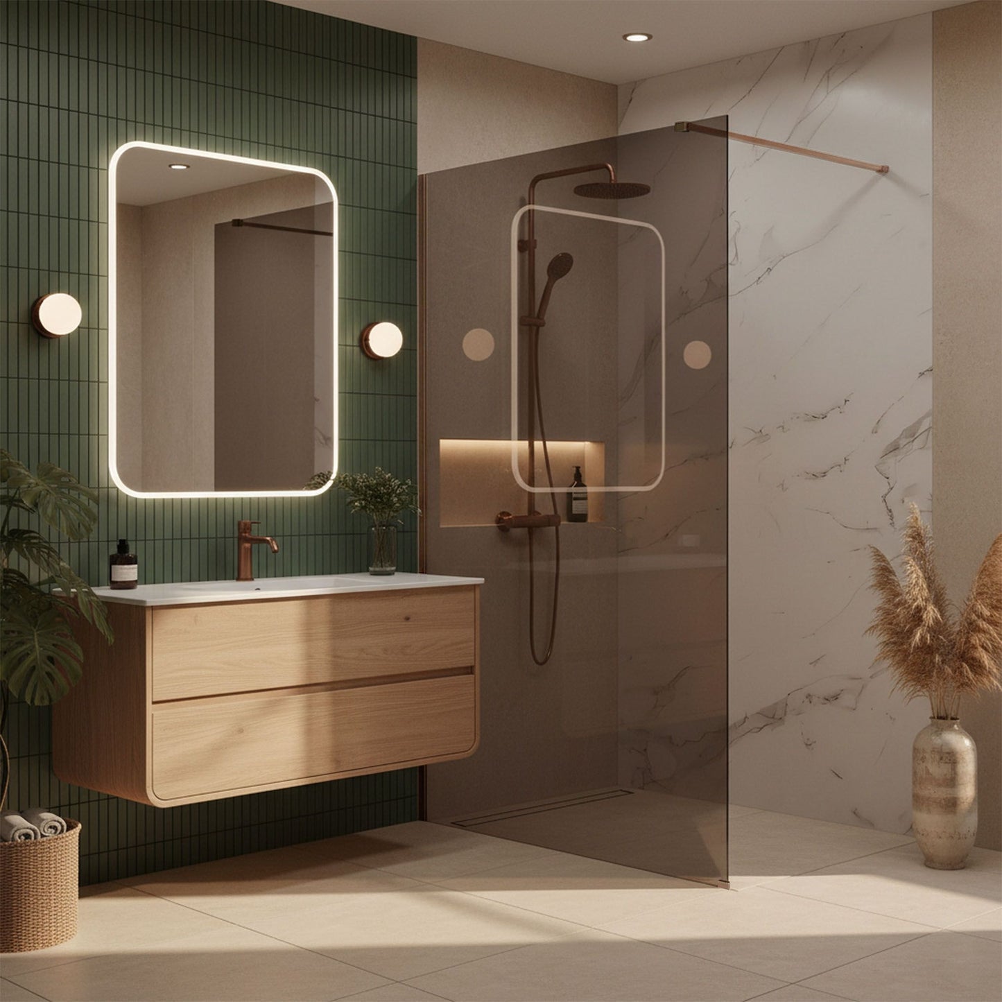 Duschwand Rea Flexi Brown / Brush Copper 90  3