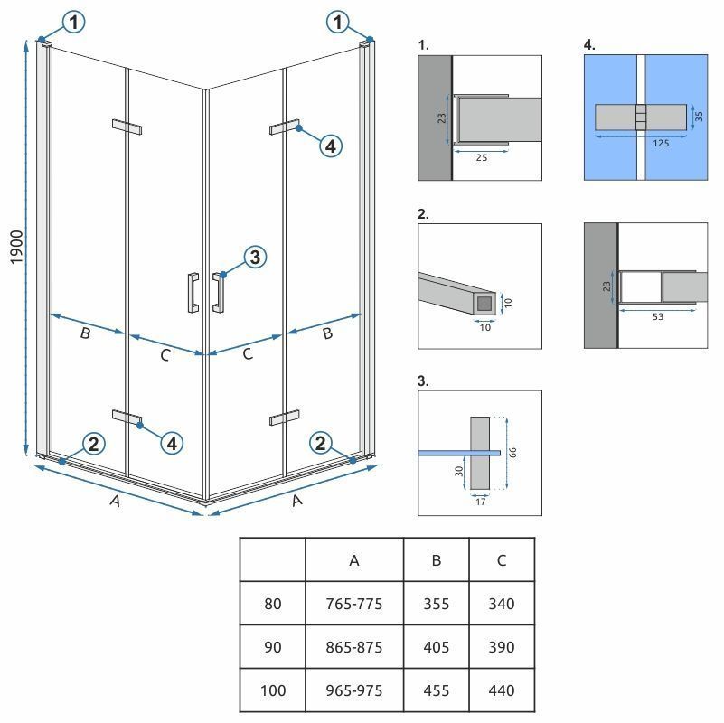 Duschkabine Rea Molier Chrome Double 80x100  4