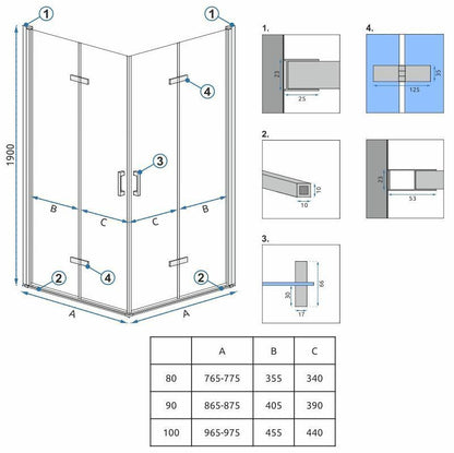 Duschkabine Rea Molier Chrome Double 80x100  4