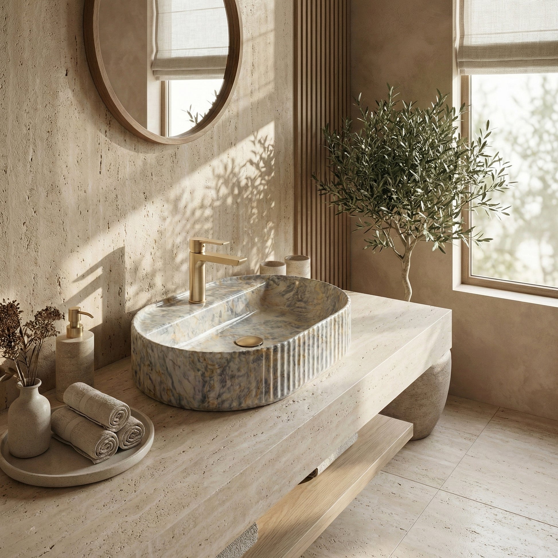 Aufsatzwaschbecken Rea Marcela 60 Ruststone  6