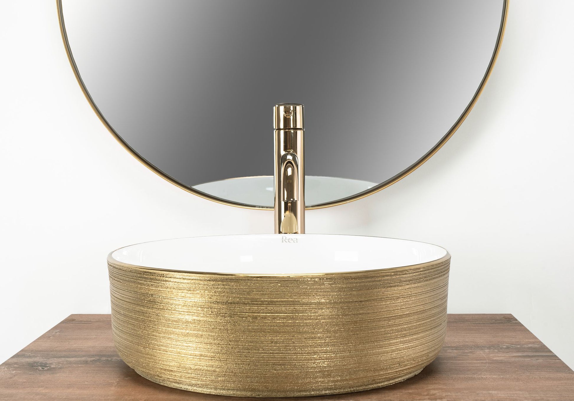 Aufsatzwaschbecken Rea Sami White Brush Gold  3