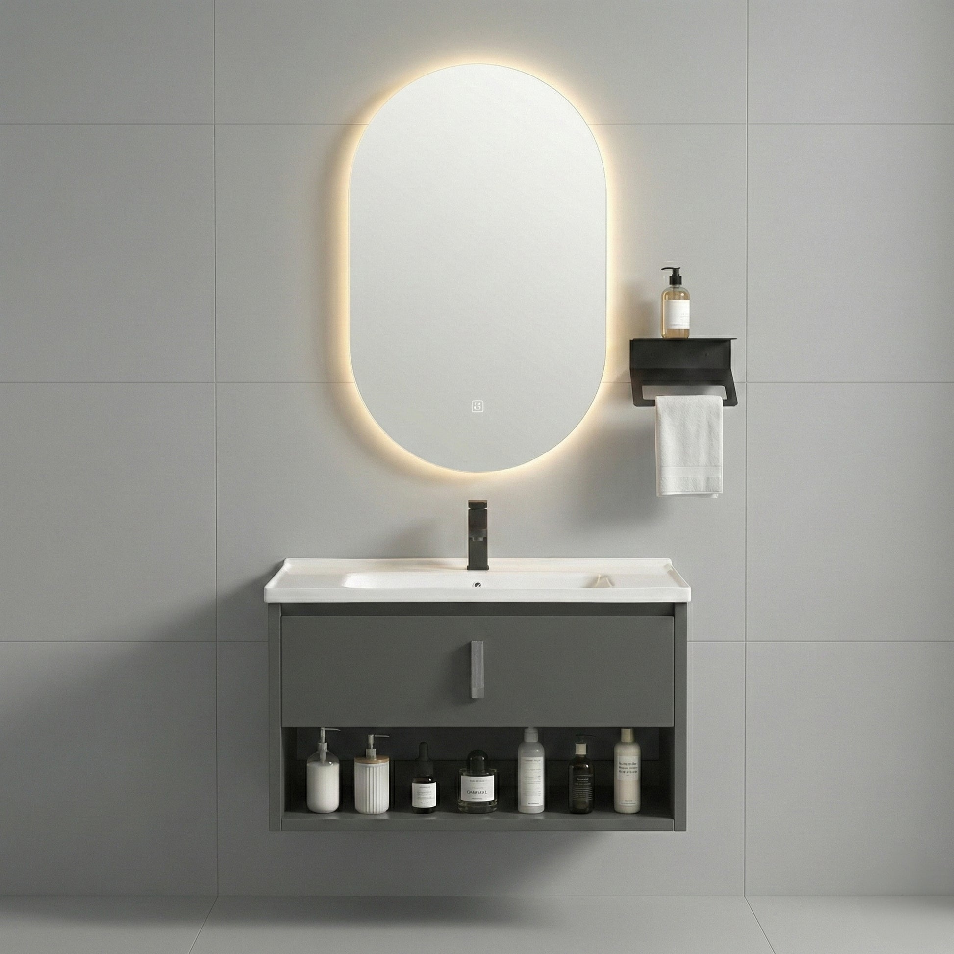 Badezimmermöbel-Set mit Waschbecken Toledo 60cm Grey  1