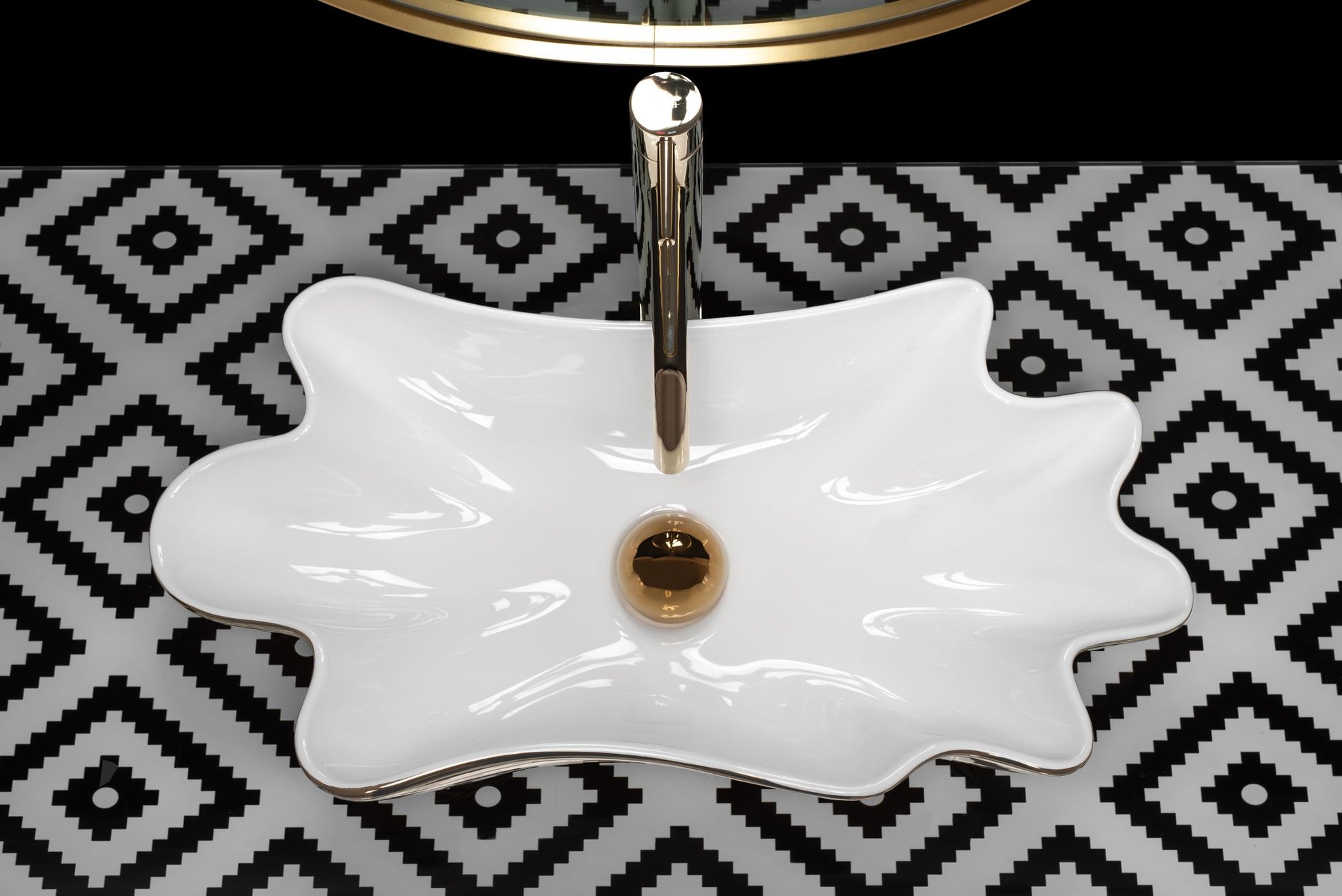 Aufsatzwaschbecken REA Sea White Gold + Stöpsel Click-Clack  5