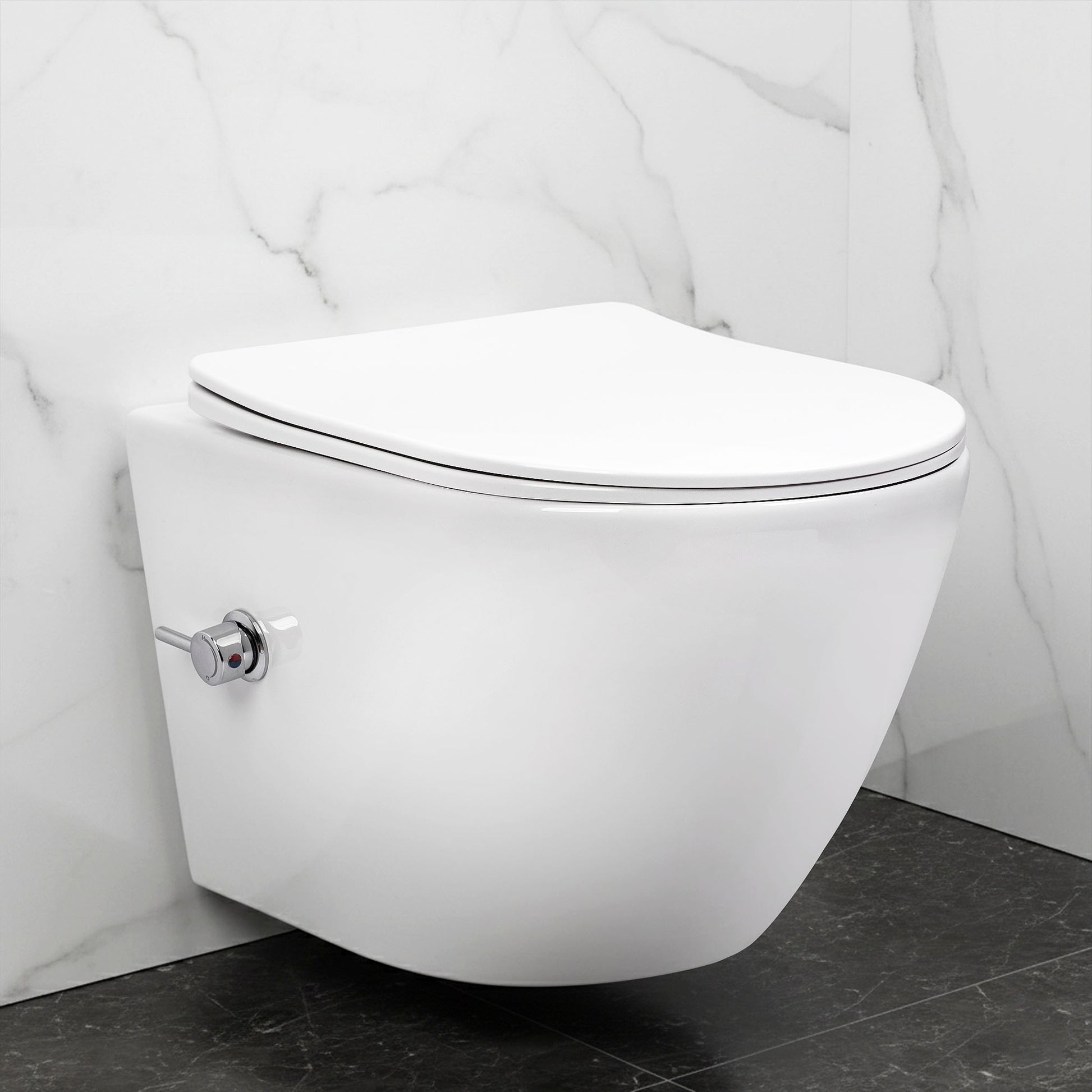 wandhängendes WC REA Carlo Lux Rimless mit Bidetfunktion  1