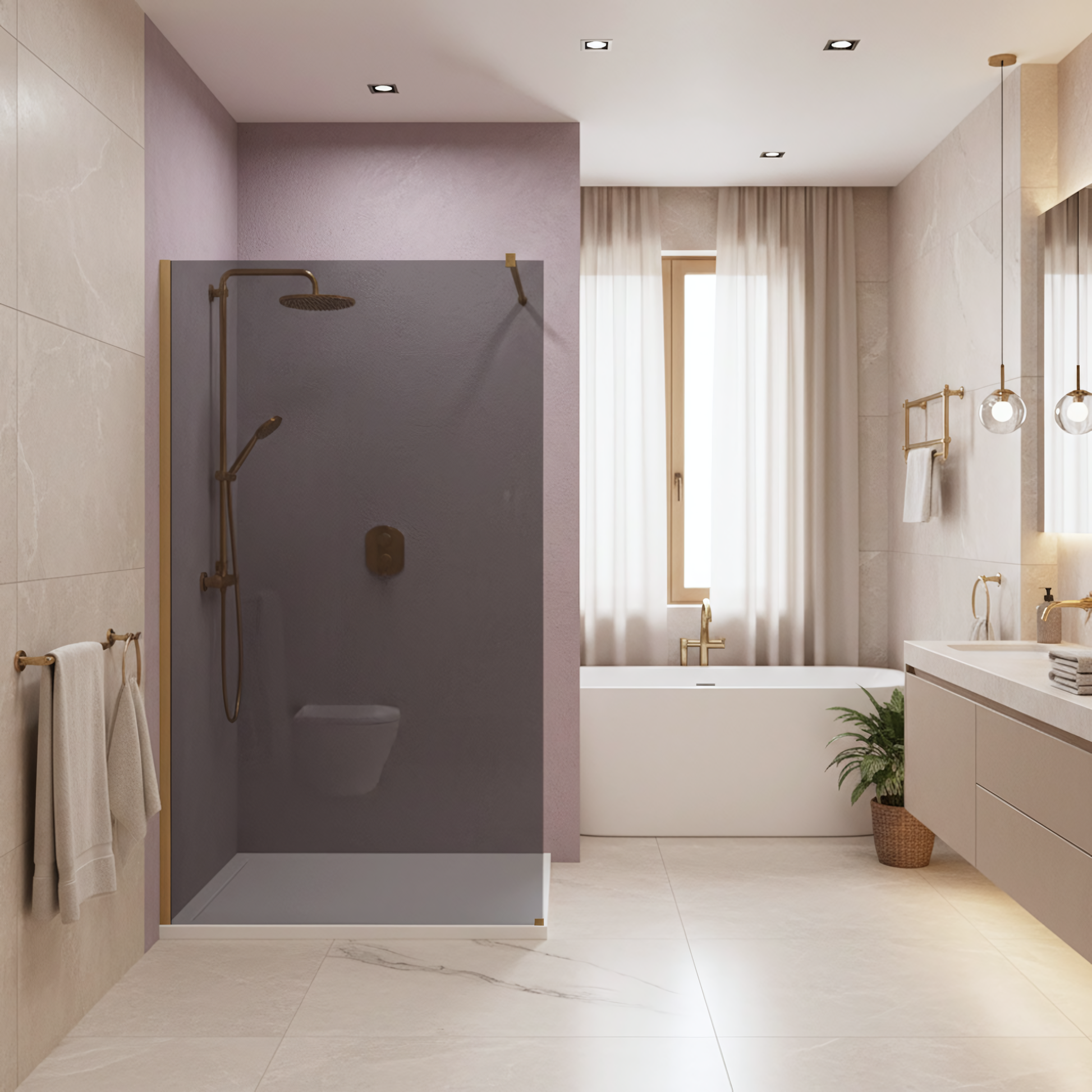 Duschwand Rea Flexi Grey / Brush Gold 100  6