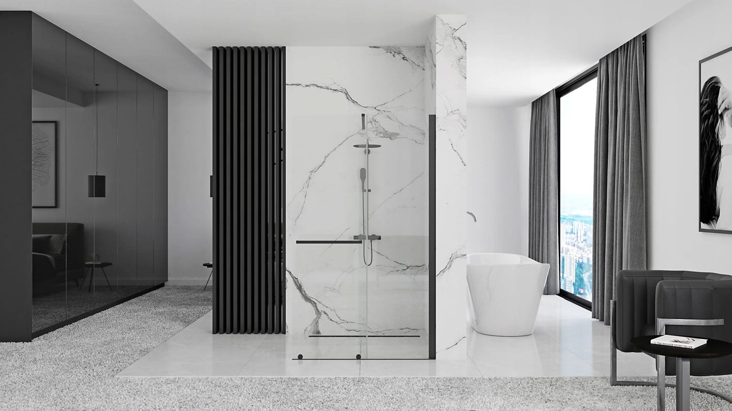 Duschwand Rea Cortis Black 100  5