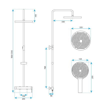Duschgarnitur Rea Foss Clif Brush Gold  5