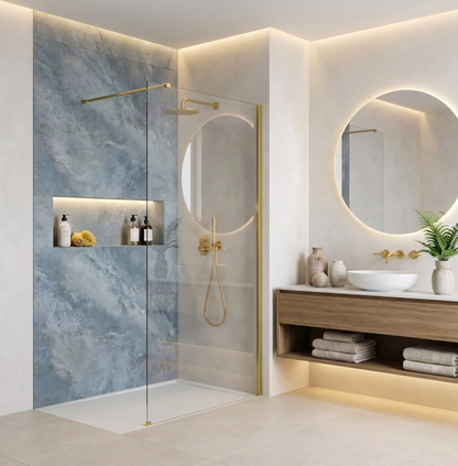 Duschwand Rea Flexi Transparent / Gold 70  3